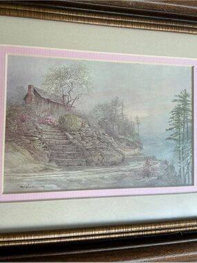 Vintage 1974 Ben Hampton “Appalachian Spring” Framed Print Cabin Landscape Art